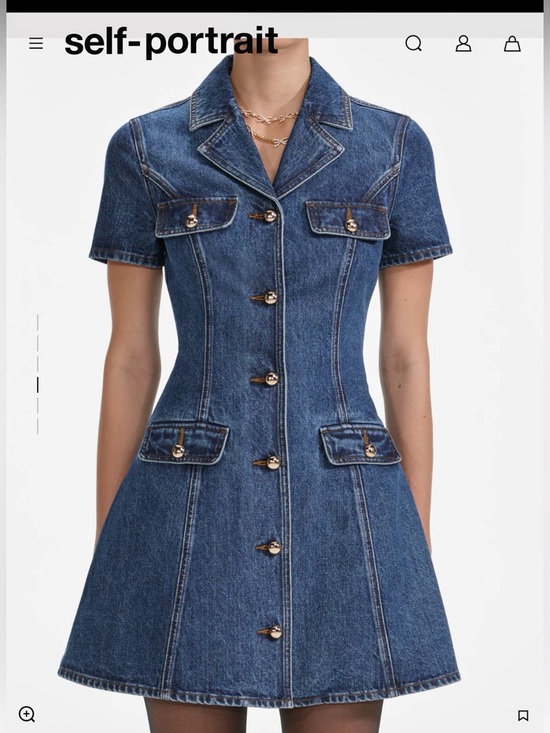 Self-Portrait Dresses & Skirts - Self-Portrait Denim Button-Front Mini Dress